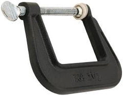 Wilton - Light-Duty 1-1/4" Max Opening, 1-1/4" Throat Depth, Ductile Iron Standard C-Clamp - 450 Lb Capacity, 0" Min Opening, Standard Throat Depth, Steel Screw - Exact Tooling