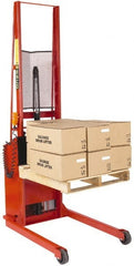 Wesco Industrial Products - 1,000 Lb Capacity, 76" Lift Height, Battery Powered Stacker - 3/4" Lowered Height, 15" Load Center, 25" Fork Length, 25" Overall Width - Exact Tooling