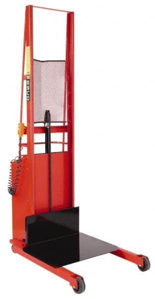 Wesco Industrial Products - 1,000 Lb Capacity, 60" Lift Height, Battery Powered Stacker - 5-3/4" Lowered Height, 15" Load Center, 24" Fork Length, 24" Overall Width - Exact Tooling