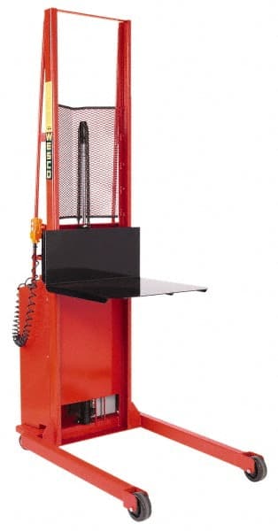 Wesco Industrial Products - 1,000 Lb Capacity, 68" Lift Height, Battery Powered Stacker - 5-3/4" Lowered Height, 15" Load Center, 24" Fork Length, 24" Overall Width - Exact Tooling