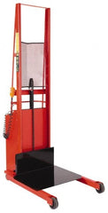 Wesco Industrial Products - 1,000 Lb Capacity, 80" Lift Height, Battery Powered Stacker - 5-3/4" Lowered Height, 15" Load Center, 24" Fork Length, 24" Overall Width - Exact Tooling
