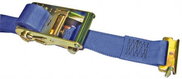 Wesco Industrial Products - 12' Long x 2-1/8" Wide, 1 Ply, Nylon Web Sling - Blue, with "E" Track Hooks - Exact Tooling
