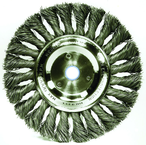 8" - Diameter Standard Twist Knot Wire Wheel; .014" Steel Fill; 3/4" Arbor Hole - Exact Tooling