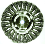 8" - Diameter Standard Twist Knot Wire Wheel; .0118" Steel Fill; 5/8" Arbor Hole - Exact Tooling