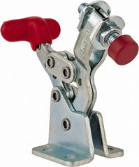 De-Sta-Co - 150 Lb Holding Capacity, Horizontal Handle, Manual Hold Down Toggle Clamp - 170° Handle Movement, 90° Bar Opening, U-Bar, Flanged Base, Electro-Plated Zinc, Carbon Steel - Exact Tooling