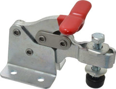 De-Sta-Co - 750 Lb Holding Capacity, Horizontal Handle, Manual Hold Down Toggle Clamp - 168° Handle Movement, 90° Bar Opening, U-Bar, Flanged Base, Electro-Plated Zinc, Carbon Steel - Exact Tooling