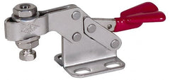 De-Sta-Co - 850 Lb Holding Capacity, Horizontal Handle, Manual Hold Down Toggle Clamp - 59° Handle Movement, 93° Bar Opening, U-Bar, Flanged Base, Electro-Plated Zinc, Stainless Steel - Exact Tooling
