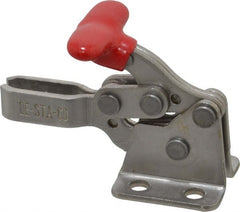 De-Sta-Co - 200 Lb Holding Capacity, Horizontal Handle, Manual Hold Down Toggle Clamp - 170° Handle Movement, 90° Bar Opening, U-Bar, Flanged Base, Electro-Plated Zinc, Stainless Steel - Exact Tooling