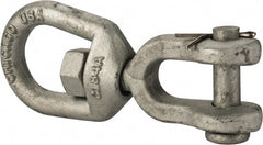 Made in USA - 5, 200 Lbs. Load Limit, 7-3/8 Inches Long x 5/8 Inch Diameter Jaw Eye Swivel - Exact Tooling