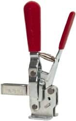 De-Sta-Co - 375 Lb Holding Capacity, Vertical Handle, Manual Hold Down Toggle Clamp - 57° Handle Movement, 99° Bar Opening, U-Bar, Flanged Base, Electro-Plated Zinc, Carbon Steel - Exact Tooling