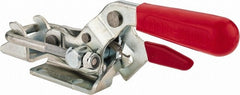 De-Sta-Co - 2,000 Lb Capacity, Horizontal, U Hook, Flanged Base, Carbon Steel Pull Action Latch Clamp - 2-1/2" Drawing Movement, 8.2" OAL, Threaded U Hook, Straight Handle - Exact Tooling