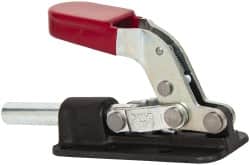 De-Sta-Co - 2,500 Lb Load Capacity, Flanged Base, Carbon Steel, Standard Straight Line Action Clamp - 6 Mounting Holes, 0.34" Mounting Hole Diam, 0.62" Plunger Diam, Straight Handle - Exact Tooling