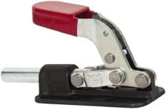 De-Sta-Co - 2,500 Lb Load Capacity, Flanged Base, Carbon Steel, Standard Straight Line Action Clamp - 6 Mounting Holes, 0.34" Mounting Hole Diam, 0.62" Plunger Diam, Straight Handle - Exact Tooling