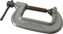 Wilton - Heavy-Duty 3" Max Opening, 2" Throat Depth, Forged Steel Standard C-Clamp - 8,750 Lb Capacity, 0" Min Opening, Standard Throat Depth, Cold Drawn Steel Screw - Exact Tooling