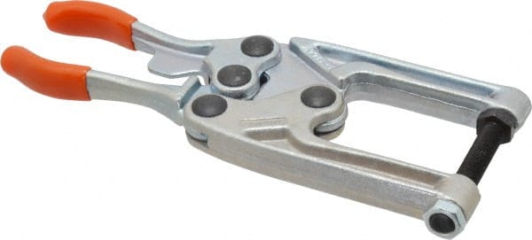 Lapeer - 544.31 Kg Load Capacity, 2-1/4" Throat Depth, 8-3/8" OAL, Carbon Steel, C Style Plier Clamp - 1-3/4" Max Jaw Capacity, 3/8-24 Spindle, 1.22" Open Throat Height, Orange Handle, Spindle End - Exact Tooling