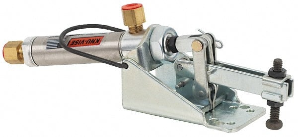 Lapeer - 200 Lb Inner Hold Capacity, Horiz Mount, Air Power Hold-Down Toggle Clamp - 1/8 NPTF Port, 110° Bar Opening, 1-1/4" Height Under Bar - Exact Tooling