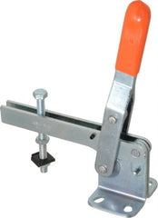 Lapeer - 400 Lb Holding Capacity, Vertical Handle, Manual Hold Down Toggle Clamp - 60° Handle Movement, 100° Bar Opening, U-Bar, Flanged Base, Carbon Steel - Exact Tooling