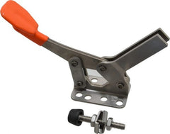 Lapeer - 400 Lb Holding Capacity, Horizontal Handle, Manual Hold Down Toggle Clamp - 85° Handle Movement, 95° Bar Opening, U-Bar, Flanged Base, Stainless Steel - Exact Tooling