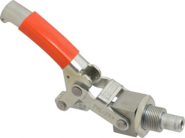 Lapeer - 750 Lb Load Capacity, Mounting Plate Base, Carbon Steel, Standard Straight Line Action Clamp - 5/8" Plunger Diam, Straight Handle - Exact Tooling