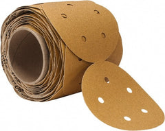 3M - 5" Diam, 80 Grit Aluminum Oxide Adhesive PSA Disc - Medium Grade, Gold, F Weighted Backing, Flexible, Use with Random Orbital Sanders - Exact Tooling