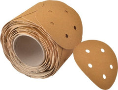 3M - 5" Diam, 60 Grit Aluminum Oxide Adhesive PSA Disc - Medium Grade, Gold, F Weighted Backing, Flexible, Use with Random Orbital Sanders - Exact Tooling