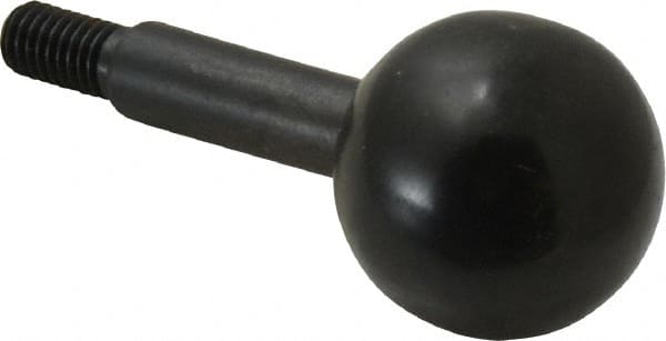 Gibraltar - 10-32 Stem, 3/4" Knob Diam, 1/4" Shaft Diam, Gear Lever Arm with Ball Knob - 3/8" Thread Length, 1-1/2" Handle Length, Carbon Steel Shaft, Plastic Knob - Exact Tooling