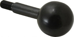 Gibraltar - 10-32 Stem, 3/4" Knob Diam, 1/4" Shaft Diam, Gear Lever Arm with Ball Knob - 3/8" Thread Length, 1-1/2" Handle Length, Carbon Steel Shaft, Plastic Knob - Exact Tooling