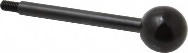 Gibraltar - 10-32 Stem, 3/4" Knob Diam, 1/4" Shaft Diam, Gear Lever Arm with Ball Knob - 3/8" Thread Length, 3" Handle Length, Carbon Steel Shaft, Plastic Knob - Exact Tooling