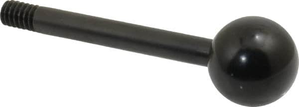 Gibraltar - 1/4-20 Stem, 3/4" Knob Diam, 1/4" Shaft Diam, Gear Lever Arm with Ball Knob - 3/8" Thread Length, 2-1/2" Handle Length, Carbon Steel Shaft, Plastic Knob - Exact Tooling