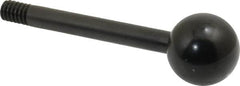 Gibraltar - 1/4-20 Stem, 3/4" Knob Diam, 1/4" Shaft Diam, Gear Lever Arm with Ball Knob - 3/8" Thread Length, 2-1/2" Handle Length, Carbon Steel Shaft, Plastic Knob - Exact Tooling