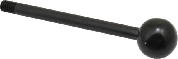 Gibraltar - 1/4-20 Stem, 3/4" Knob Diam, 1/4" Shaft Diam, Gear Lever Arm with Ball Knob - 3/8" Thread Length, 3-1/2" Handle Length, Carbon Steel Shaft, Plastic Knob - Exact Tooling