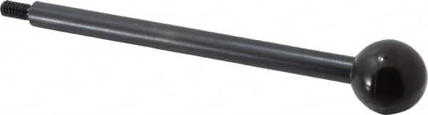 Gibraltar - 1/4-20 Stem, 1" Knob Diam, 3/8" Shaft Diam, Gear Lever Arm with Ball Knob - 1/2" Thread Length, 6" Handle Length, Carbon Steel Shaft, Plastic Knob - Exact Tooling