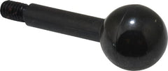 Gibraltar - 5/16-18 Stem, 1" Knob Diam, 3/8" Shaft Diam, Gear Lever Arm with Ball Knob - 1/2" Thread Length, 2-1/2" Handle Length, Carbon Steel Shaft, Plastic Knob - Exact Tooling