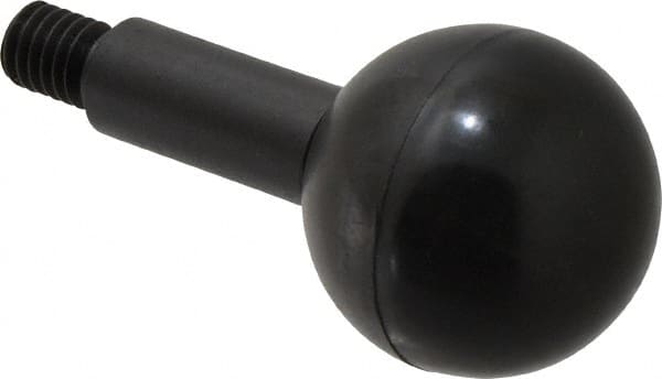 Gibraltar - 3/8-16 Stem, 1-3/8" Knob Diam, 1/2" Shaft Diam, Gear Lever Arm with Ball Knob - 1/2" Thread Length, 2-1/2" Handle Length, Carbon Steel Shaft, Plastic Knob - Exact Tooling