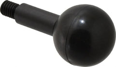 Gibraltar - 3/8-16 Stem, 1-3/8" Knob Diam, 1/2" Shaft Diam, Gear Lever Arm with Ball Knob - 1/2" Thread Length, 2-1/2" Handle Length, Carbon Steel Shaft, Plastic Knob - Exact Tooling