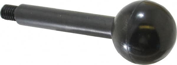 Gibraltar - 3/8-16 Stem, 1-3/8" Knob Diam, 1/2" Shaft Diam, Gear Lever Arm with Ball Knob - 1/2" Thread Length, 4" Handle Length, Carbon Steel Shaft, Plastic Knob - Exact Tooling