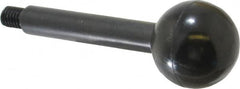 Gibraltar - 3/8-16 Stem, 1-3/8" Knob Diam, 1/2" Shaft Diam, Gear Lever Arm with Ball Knob - 1/2" Thread Length, 4" Handle Length, Carbon Steel Shaft, Plastic Knob - Exact Tooling