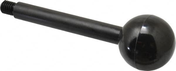 Gibraltar - 1/2-13 Stem, 1-7/8" Knob Diam, 5/8" Shaft Diam, Gear Lever Arm with Ball Knob - 5/8" Thread Length, 6" Handle Length, Carbon Steel Shaft, Plastic Knob - Exact Tooling