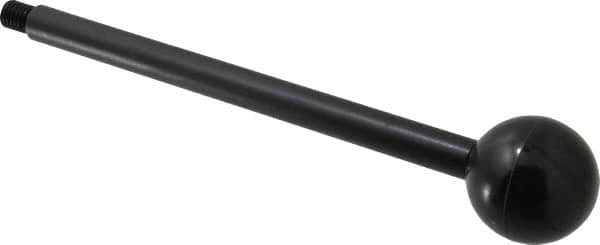 Gibraltar - 1/2-13 Stem, 1-7/8" Knob Diam, 5/8" Shaft Diam, Gear Lever Arm with Ball Knob - 5/8" Thread Length, 10" Handle Length, Carbon Steel Shaft, Plastic Knob - Exact Tooling