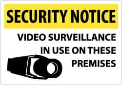 NMC - "Security Notice - Video Surveillance in Use on These Premises", 14" Long x 20" Wide, Rigid Plastic Safety Sign - Rectangle, 0.05" Thick, Use for Security & Admittance - Exact Tooling