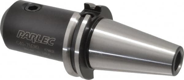 Parlec - CAT40 Taper Shank 3/4" Hole End Mill Holder/Adapter - 1-3/4" Nose Diam, 3-1/2" Projection, Through-Spindle Coolant - Exact Tooling