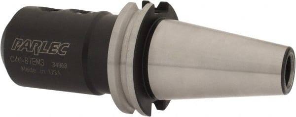 Parlec - CAT40 Taper Shank 7/8" Hole End Mill Holder/Adapter - 1.88" Nose Diam, 3-3/4" Projection, Through-Spindle Coolant - Exact Tooling