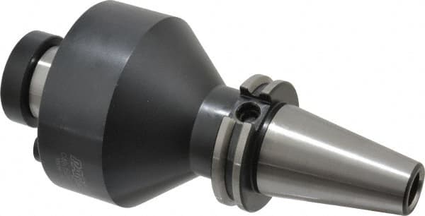 Parlec - CAT40 Taper Shank 1-1/2" Pilot Diam Shell Mill Holder - 4" Flange to Nose End Projection, 3-3/4" Nose Diam, 3/4-16 Lock Screw - Exact Tooling