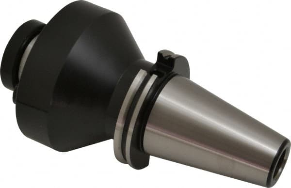 Parlec - CAT50 Taper Shank 2" Pilot Diam Shell Mill Holder - 4" Flange to Nose End Projection, 4.88" Nose Diam, 1-14 Lock Screw - Exact Tooling