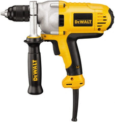 DeWALT - 1/2" Keyless Chuck, 0 to 1,250 RPM, Mid-Handle Grip Electric Drill - 10 Amps, Reversible, Includes 360° Locking Side Handle with Soft Grip - Exact Tooling