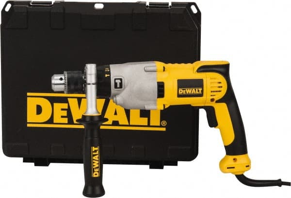 DeWALT - 120 Volt 1/2" Keyed Chuck Electric Hammer Drill - 0 to 56,000 BPM, 0 to 1,200 & 0 to 3,500 RPM, Reversible - Exact Tooling