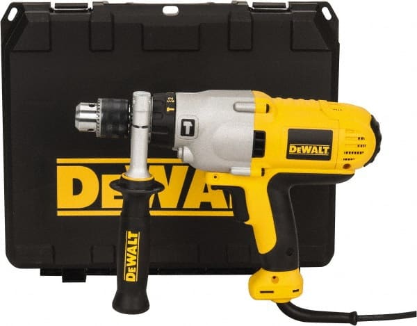 DeWALT - 120 Volt 1/2" Keyed Chuck Electric Hammer Drill - 0 to 56,000 BPM, 0 to 1,200 & 0 to 3,500 RPM, Reversible - Exact Tooling
