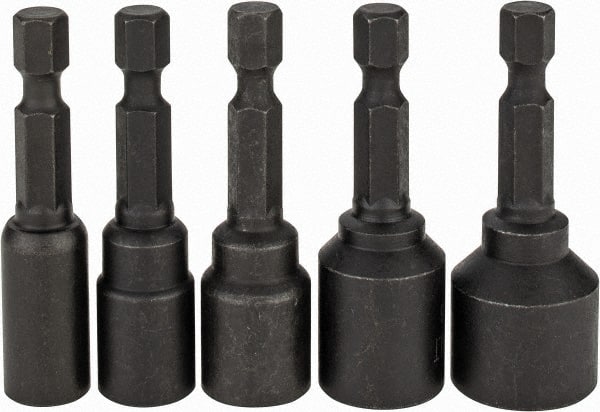 DeWALT - 5 Piece, Magnetic Nutsetter - 1/4 to 1/2" Hex, 1/4" Hex Drive - Exact Tooling