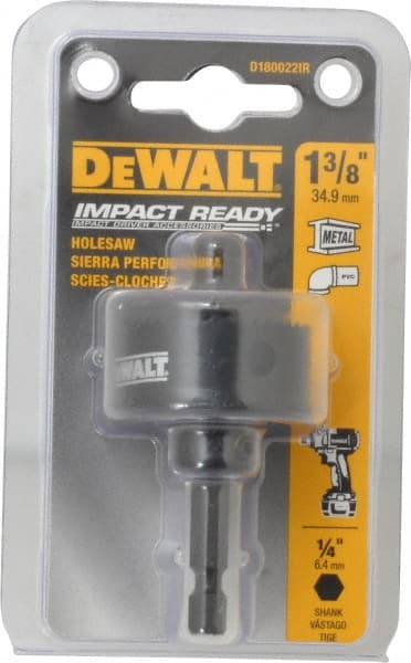 DeWALT - 1-3/8" Diam, 5/8" Cutting Depth, Hole Saw - Bi-Metal Saw, Toothed Edge - Exact Tooling