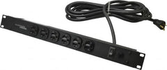 Wiremold - 6 Outlets, 120 Volts, 20 Amps, 15' Cord, Power Outlet Strip - Rack Mount, 6 Front NEMA Configuration, 19" Strip, cULus Recognized - Exact Tooling